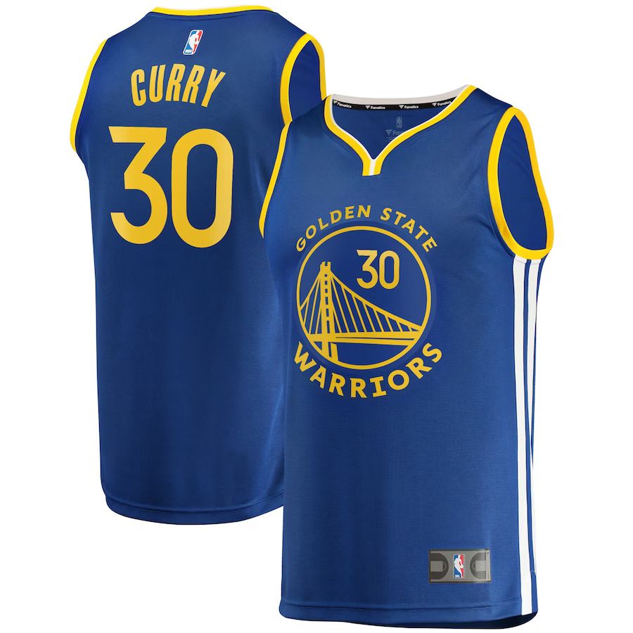 Men Golden State Warriors #30 Stephen Curry Fanatics Branded Royal 2022-23 Fast Break Replica Player NBA Jersey